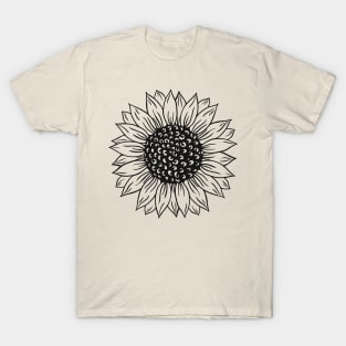 sunflower drawing black style and pink background T-Shirt